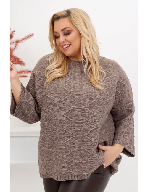 Modny Koralowy Sweter Xxl Plus Size Moss Oversize Dla Puszystej Rozmiar