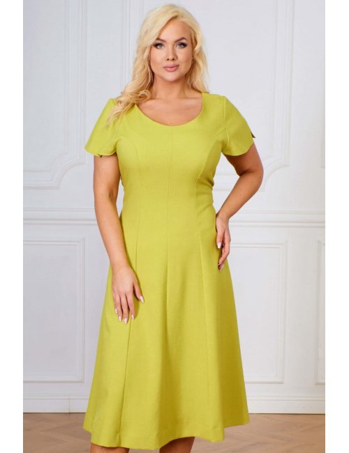 Lniana Sukienka Dla Puszystej Adia Amarantowa Plus Size XXL Rozmiar 48