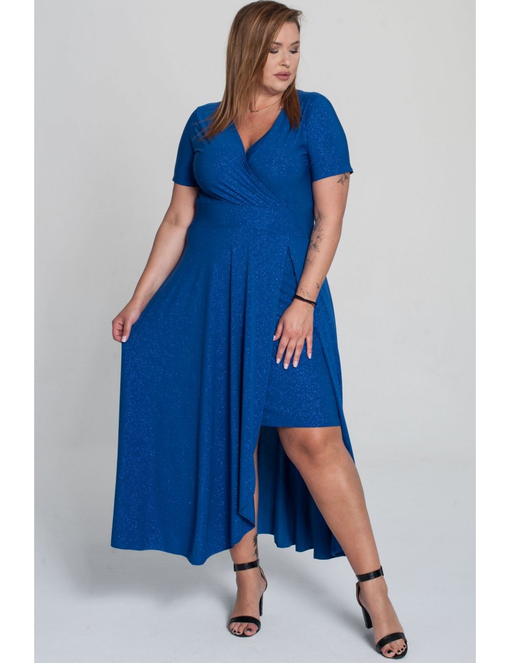 Asymetryczna Sukienka Laprim Zarana Delux Maxi Chabrowa Plus Size Kolor