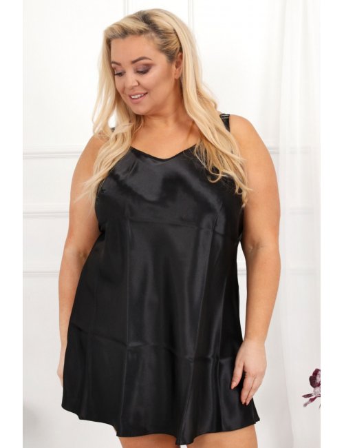 Zmysłowa czarna koszula nocna Cole plus size z satyny