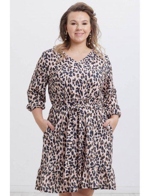 Zjawiskowa oversize'owa sukienka w panterkę Lana Plus Size