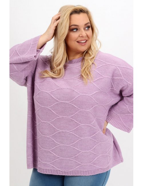 Uniwersalny sweter oversize plus size Moss lila XXL