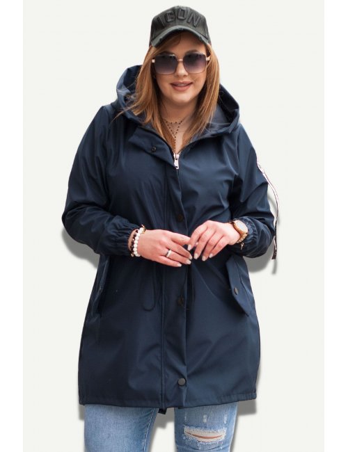 Klasyczna parka wiosenna plus size Saffi granatowa XXL do pracy
