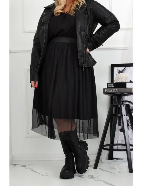 Tiulowa czarna spódnica dla puszystej Clark plus size XXL
