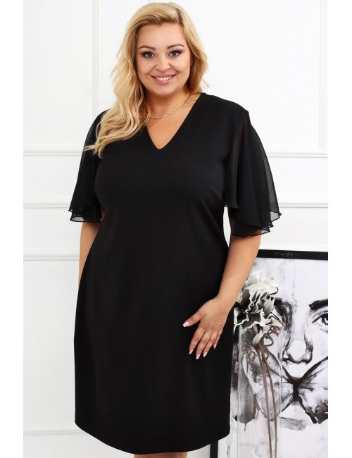 Elegancka sukienka dla puszystej Melia czarna plus size z tiulem