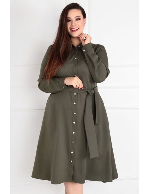 Elegancka codzienna trapezowa sukienka plus size ADLA do pracy dla puszystej