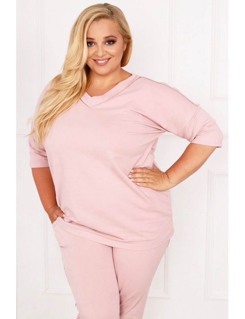 Komplet dresowy różowy PRO-XL dla Puszystej bawełna PLUS SIZE