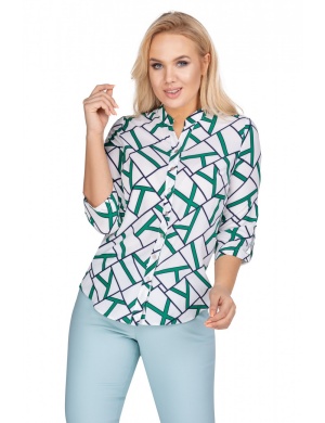 bluzka damska plus size o koszulowym kroju z dekoltem w serek idealna dla kobiecej figury typu klepsydra