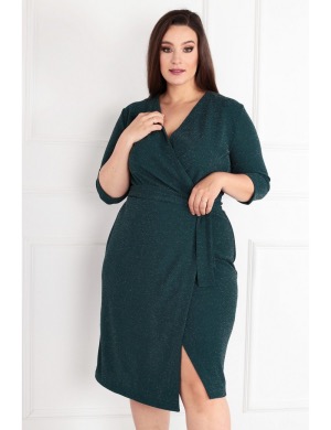 Sukienka Voxi SHINE szlafrokowa midi Plus Size butelkowa zieleń zielony