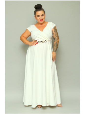 biała długa sukienka ślubna maxi na wesele plus size